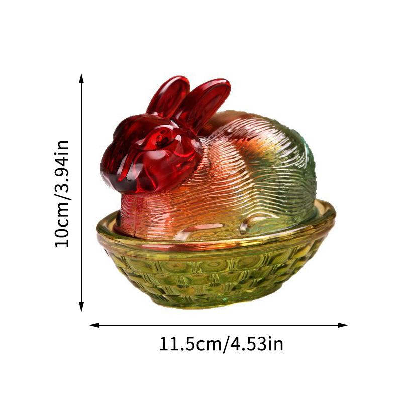 Винтажная стеклянная конфетница-кролик с крышкой, цветные хрустальные банки для конфет с крышкой, забавные банки для конфет для десерта