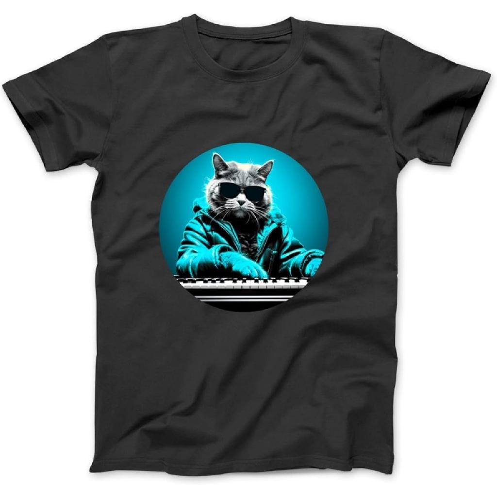 cat Keyboard Music Producer Piano Pianist Long Sleeve, T-Shirt, Sweatshirt, Hoodie for Men Women Kids Made in Canada Black