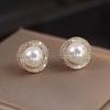 Sweet Geometry Imitation Pearl Crystal Twist Stud Earrings for Women Temperament Simple Korean Jewelry Christmas Girl