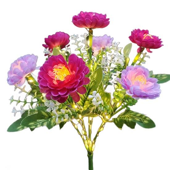 Artificial Snow Lotus Solar Light with Stake Weather-proof Outdoor Garden Yard Pathway Patio Yard