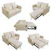 Modern Design: Loveseat 3-in-1 Pull-Out Sofa with Adjustable Backrest, USB, Armrest Pockets and Cushions. Suitable for Living Room, Bedroom, Apartment