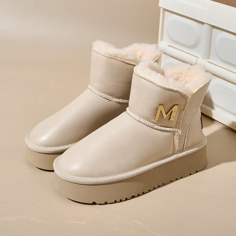 Зимние ботинки на толстой платформе для женщин, водонепроницаемые, с плюшевой флисовой подкладкой, короткие ботинки, женские теплые нескользящие ботинки с подкладкой из искусственного меха