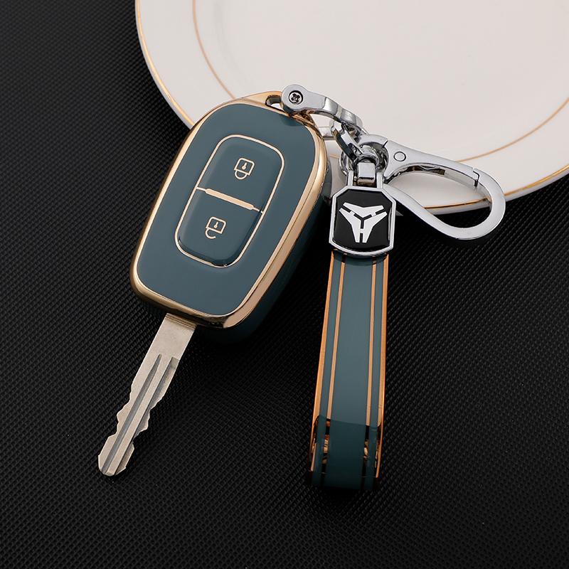 2 кнопки в виде ракушки, держатель для брелка, протектор для Renault Kwid Traffic, символ для Dacia Sandero Logan Duster 2016 2017 2018, чехол для автомобильного ключа из ТПУ
