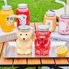 Disposable Bear Cup with Straw Lid Ergonomic Bear-Shaped Plastic Cup Drinkware Home Office Bar Daily Use