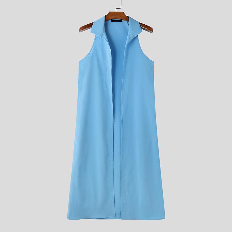 INCERUN Летний мужской кардиган без рукавов с открытым передом свободного покроя с длинными рукавами