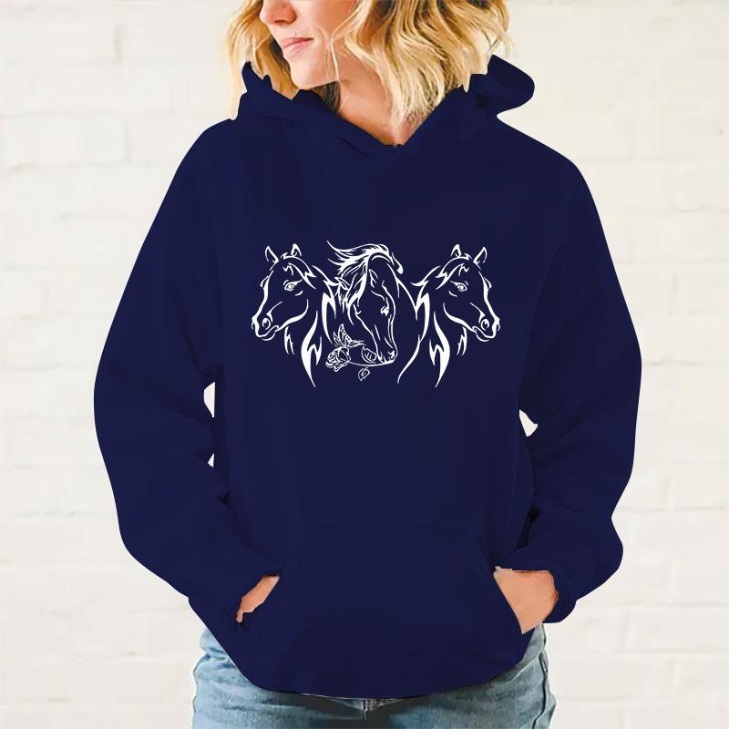 Y2k худи Худи с лошадьми Пуловер Унисекс Толстовка с капюшоном Харадзюку Уличная одежда Длинный рукав