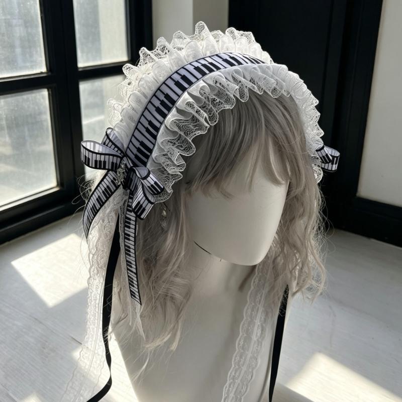 Модные повязки на голову Лолиты Мягкие Прочные Кружевные банты Лолиты Повязка на волосы с нотами для Костюмированного мероприятия