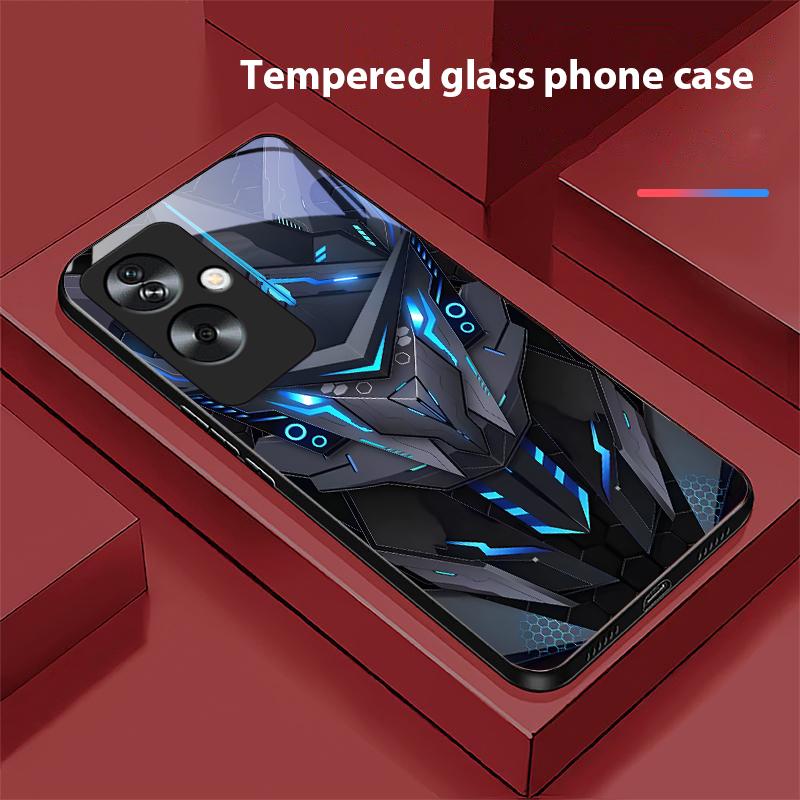 Креативный Мех Для Oppo A79 5G 58 78 74 60 4G Reno 11F Realme GT 6 11 Note 50 10 C55 X2 Закаленное Стекло Черный Чехол для Телефона