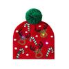 Knitting Hat with LED Lights Santa Claus Deer Christmas Tree Pattern Winter Illuminated Hat Festive Atmosphere Accessory