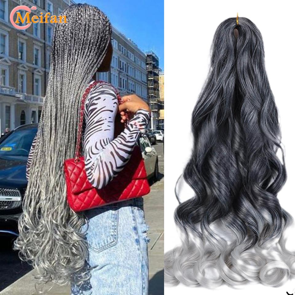 18-дюймовые синтетические свободные волнистые плетения волос, большие волны, вязанные крючком волосы, предварительно растянутые французские кудри, омбре, косы для женщин
