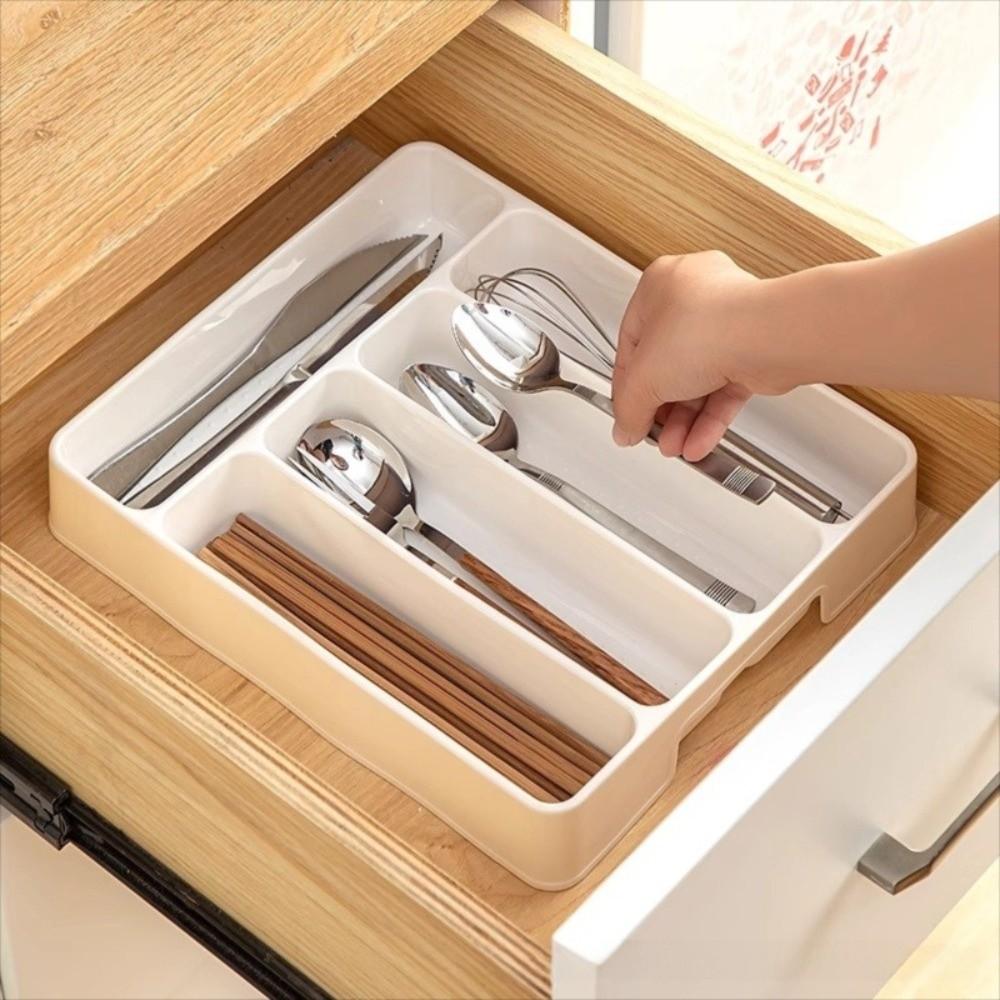 Quality 4/5 Compartments Cutlery Organizer Rectangle Easy Clean Spoon Fork Separation Box Utensil Tray Kitchen
