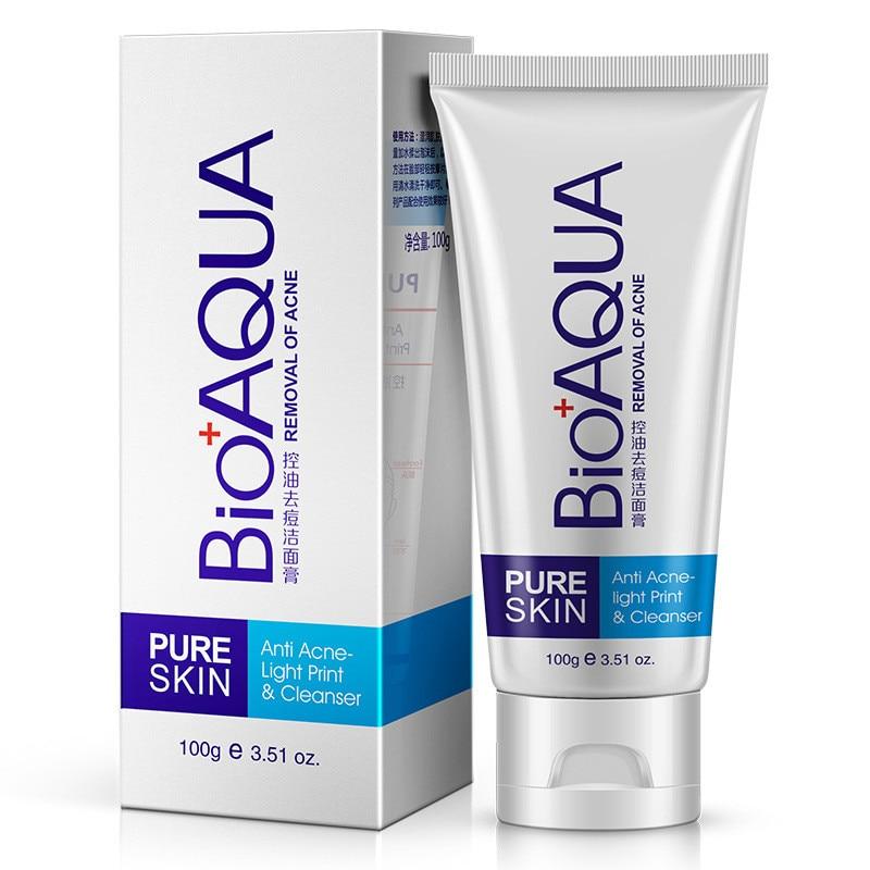 Bioaqua Очищающее средство для лица от прыщей, удаление черных точек, контроль жирности, глубоко очищающая пенка, сужающая поры, 100 г