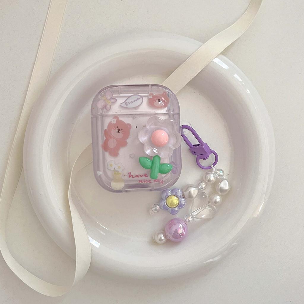 Релиф 3d цветок милый медведь бабочка Ins брелок мультфильм Imd чехол для наушников для Apple Airpod 1 2 Pro 3 2nd зарядное устройство Капа