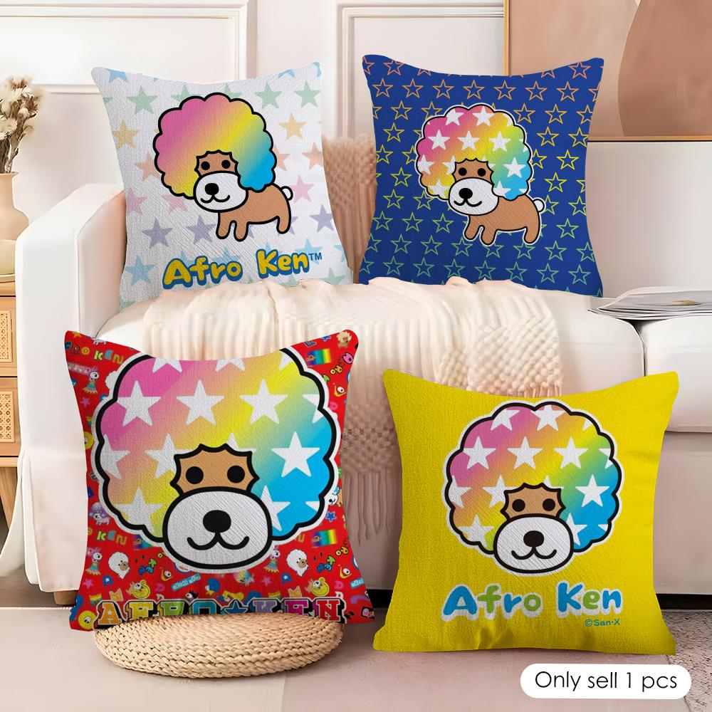 Japan AAfro KKen Cute Cushion Cover Natural Linen Organic Fabric DoubleSided Printing Couch Pillow Covers Home Decor