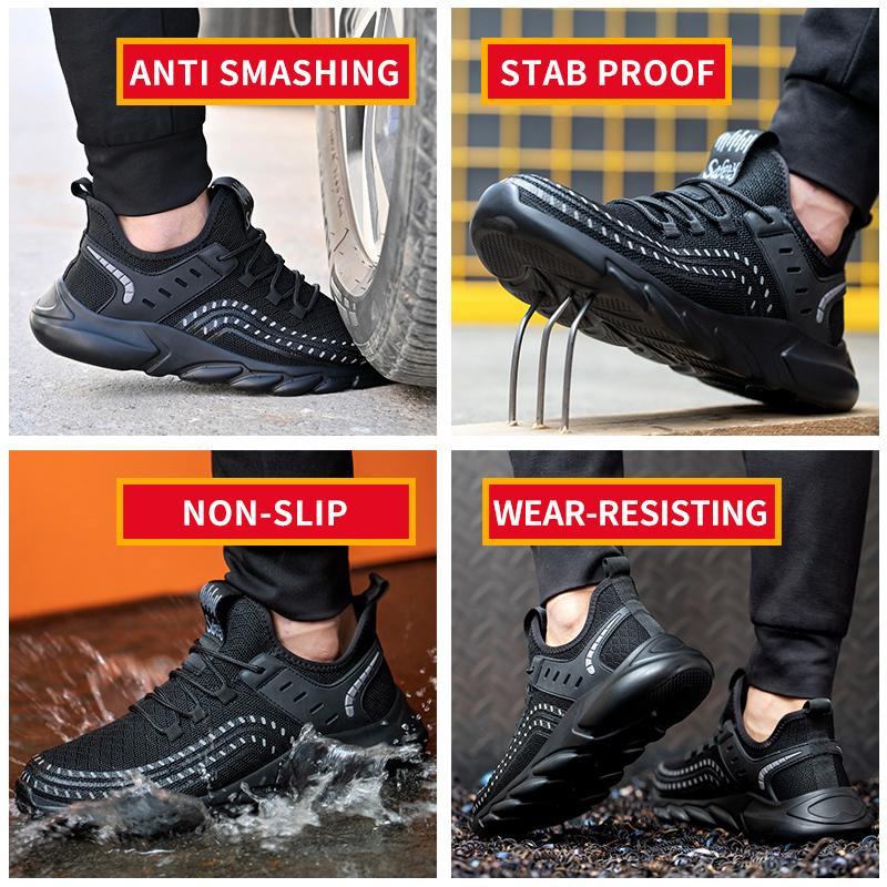 Steel Toe Safety Shoes For Men Women Puncture Proof Working Sneakers Lightweight Work Shoes Construction Anti-smash Anti-stab Men Safety Work Boots