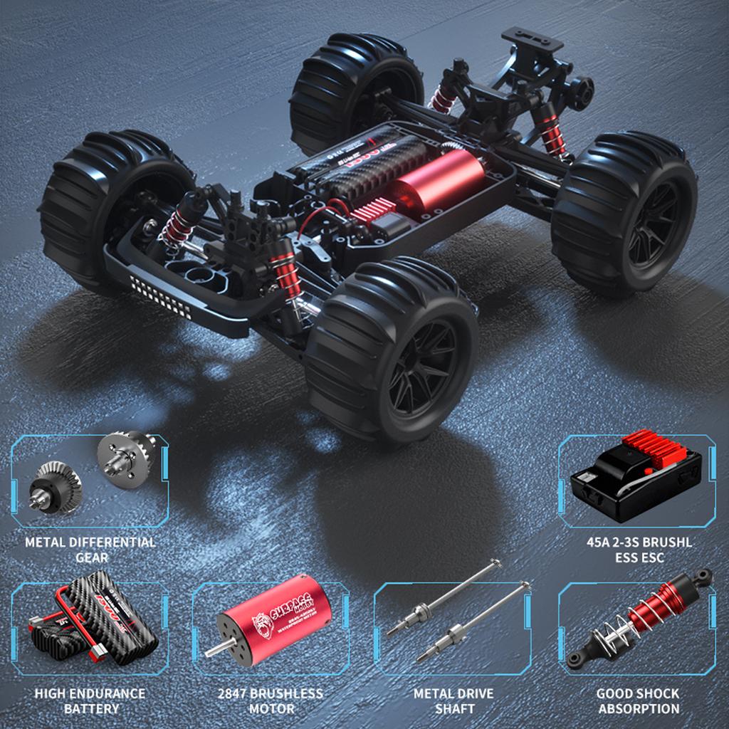 Remote Control Truck 2.4GHz 1/16 4WD 55km/h High-speed Remote Control Car Climbing Car with
