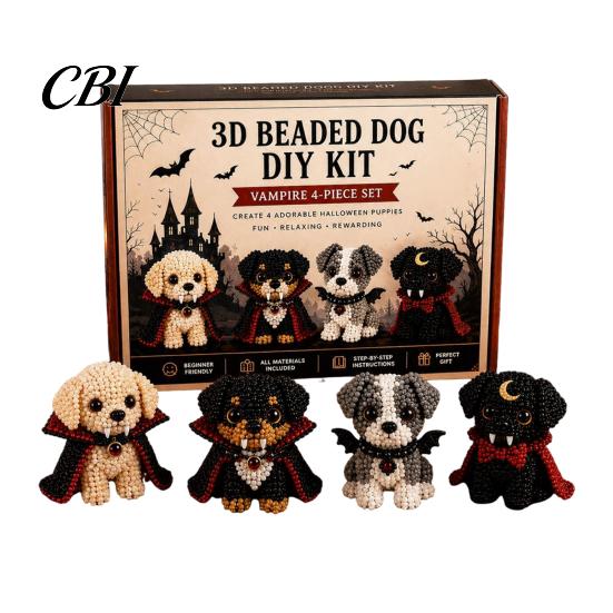 Jewelry Making Supplies for Group Activity 3D Halloween Dog DIY Art Set, Beaded Puppy Craft Kit, Cute Plastic Beads Crafts Animal Kit Beginners