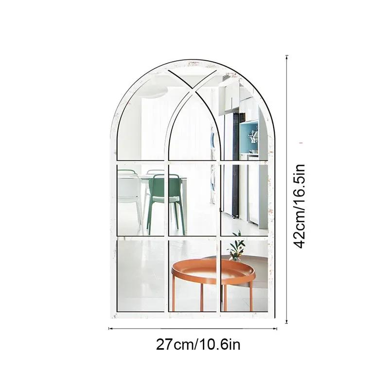 Imitation Window Arch Design Acrylic Mirror Wall Sticker Self-adhesive Decals Home Living Room Background Art Wall Decor Mirror