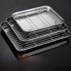 Stainless Steel Rectangular Plate with Filter Net for Frying, Barbecuing, and Steaming