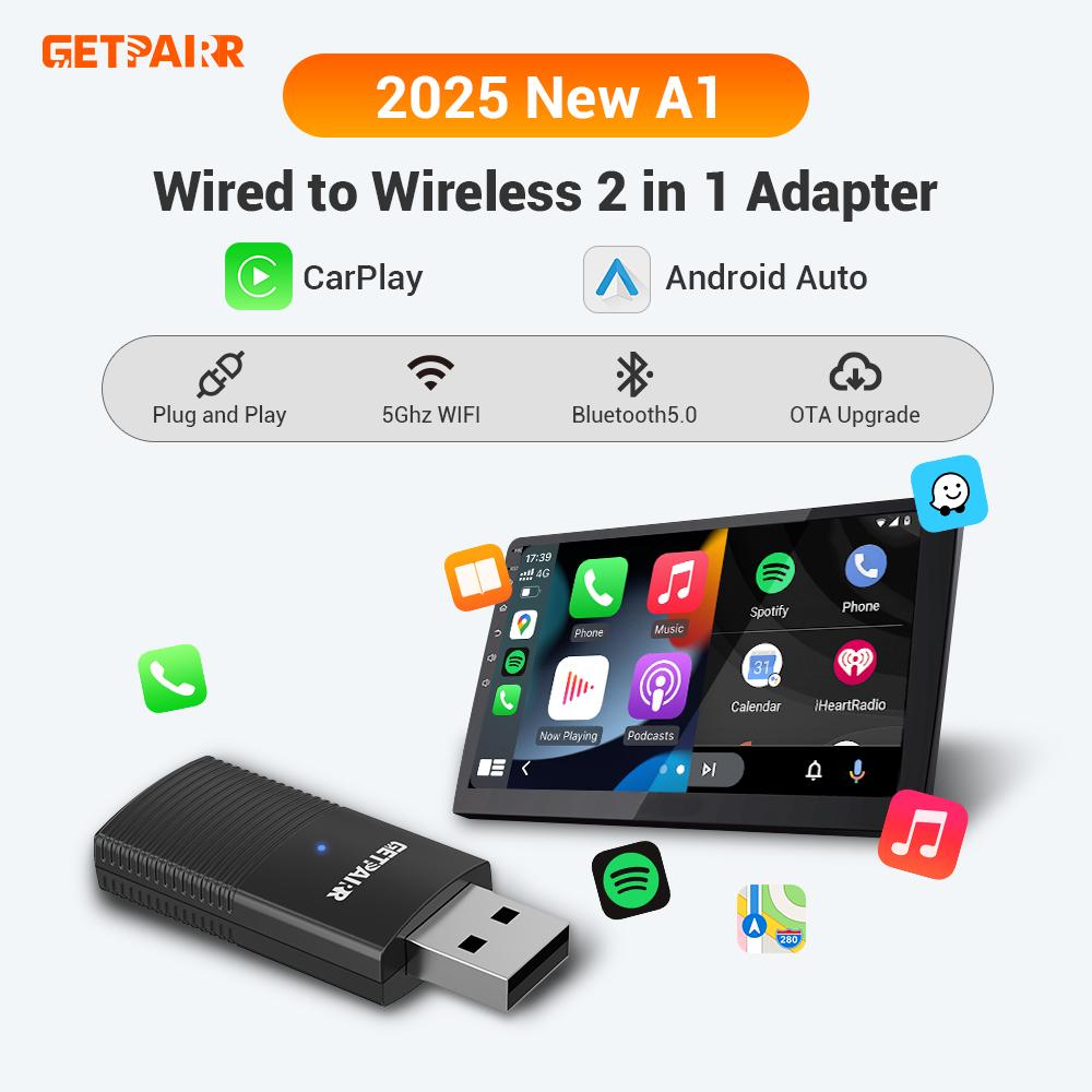 GetPairr Беспроводной CarPlay Донгл Android Auto Мини-адаптер Plug And Play WiFi Быстрое подключение Универсальный Для автомобилей с проводным CarPlay