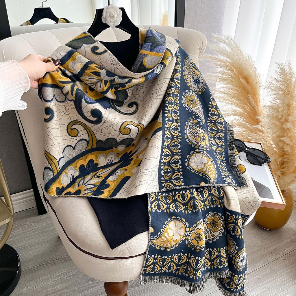Winter Elegant Cashmere Scarf For Women Paisley Wrap Female Pashmina Luxury Brand Poncho Thick Blanket Cozy Bufanda Echarpe