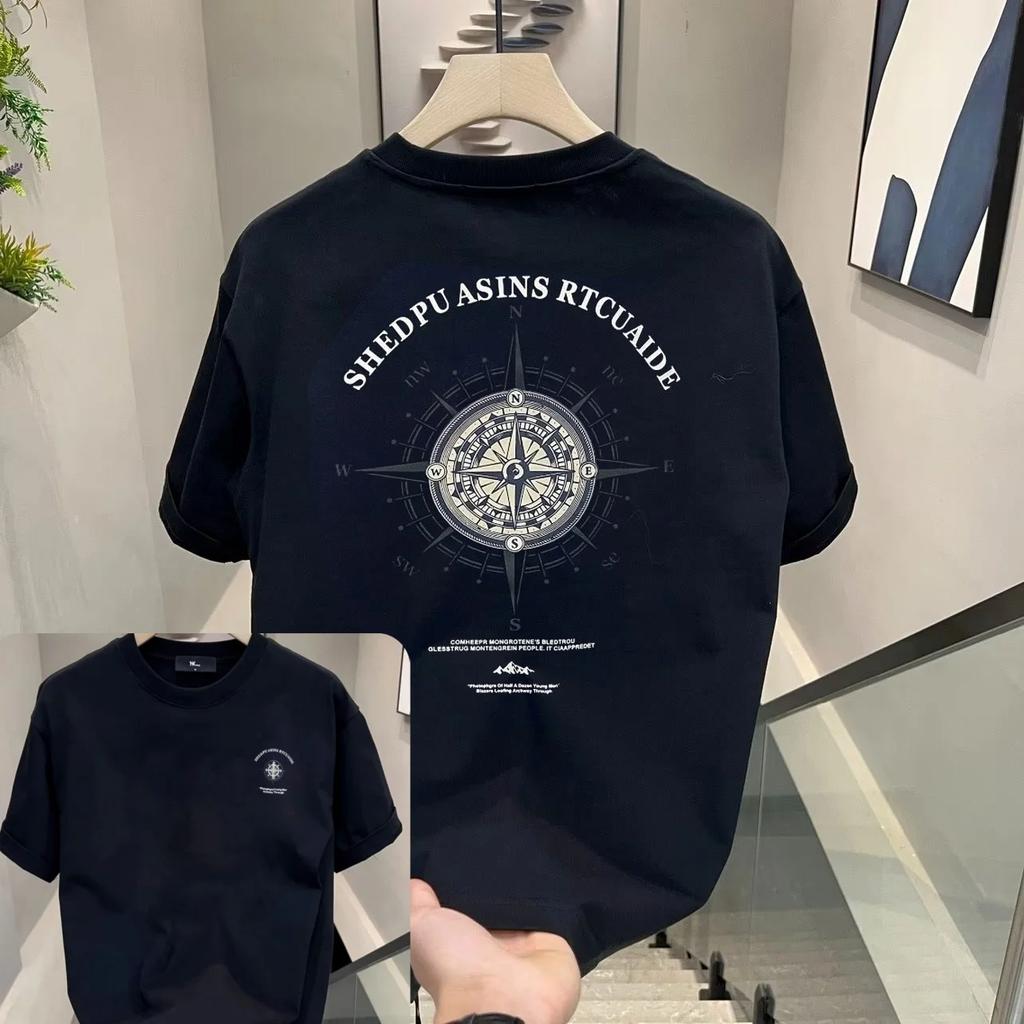 Summer fashion top: Loose neutral pure cotton American T-shirt daily wear for couples short-sleeved men pure cotton 2025