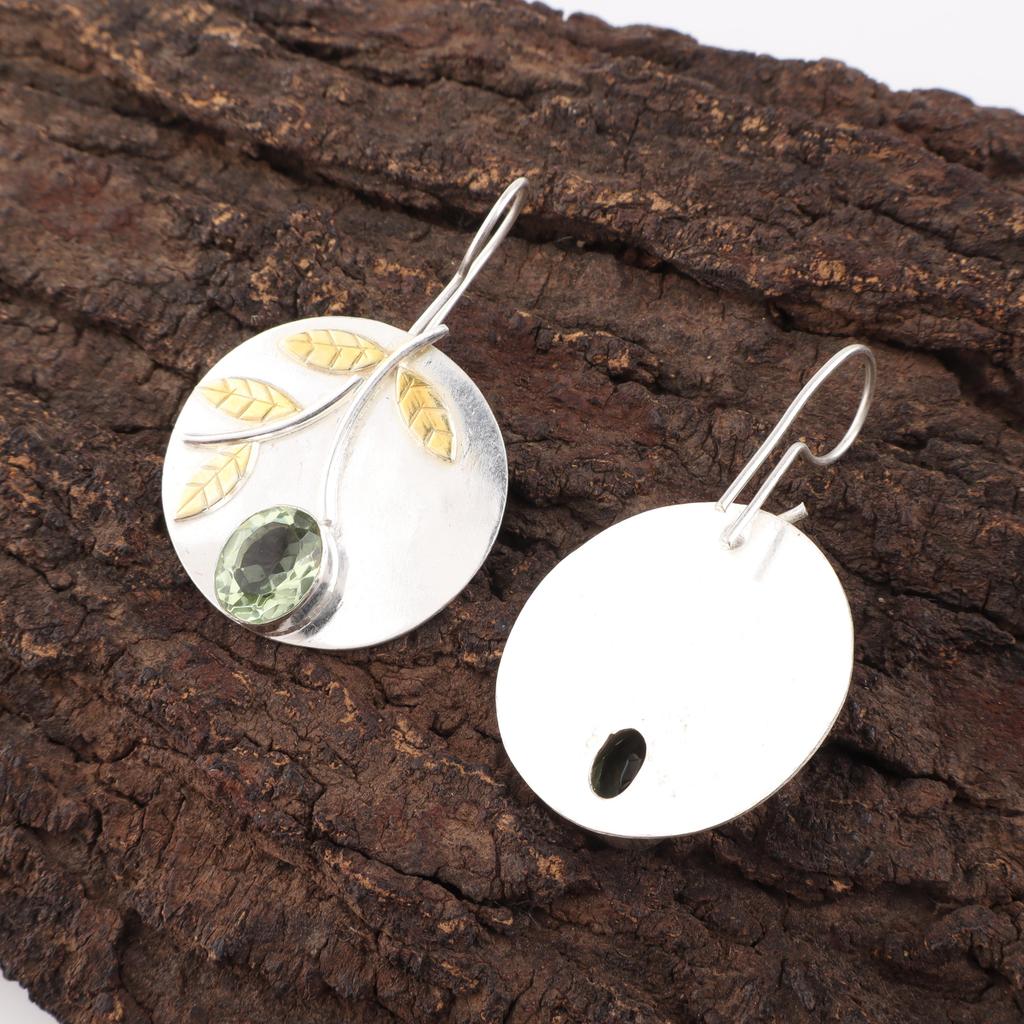 Green Amethyst Gemstone Jewelry, 925 Solid Sterling Silver Earrings, Handmade Jewelry Birthstone Earrings, Gift For Him