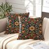 2 Pack Dark Teal Red Orange Vintage Floral Pillow Covers Double Sided Print Art Nouveau Botanical Cushion Cases Home Decor