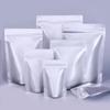 50pcs Silver Color Aluminum Foil Bag Reclosable Matte Standing Food Packaging Bag Self-Sealed Plastic Zipper Bags with Wide Bottom