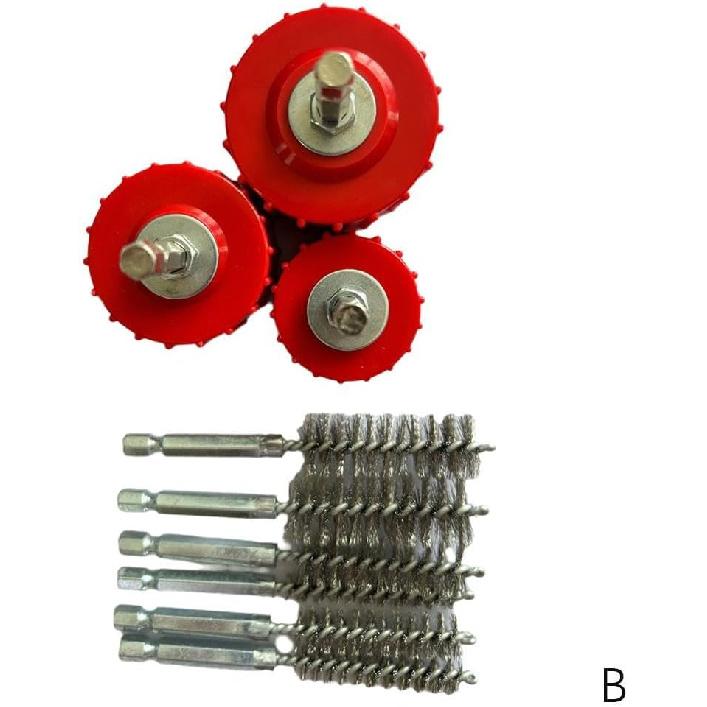 Набор из 9 предметов 1/2" 3/4" 1" ершик для чистки медных труб для электродрели, щетка для чистки труб 1/2" 3/4" 1", очищает медные / бронзовые / латунные трубы и трубки для