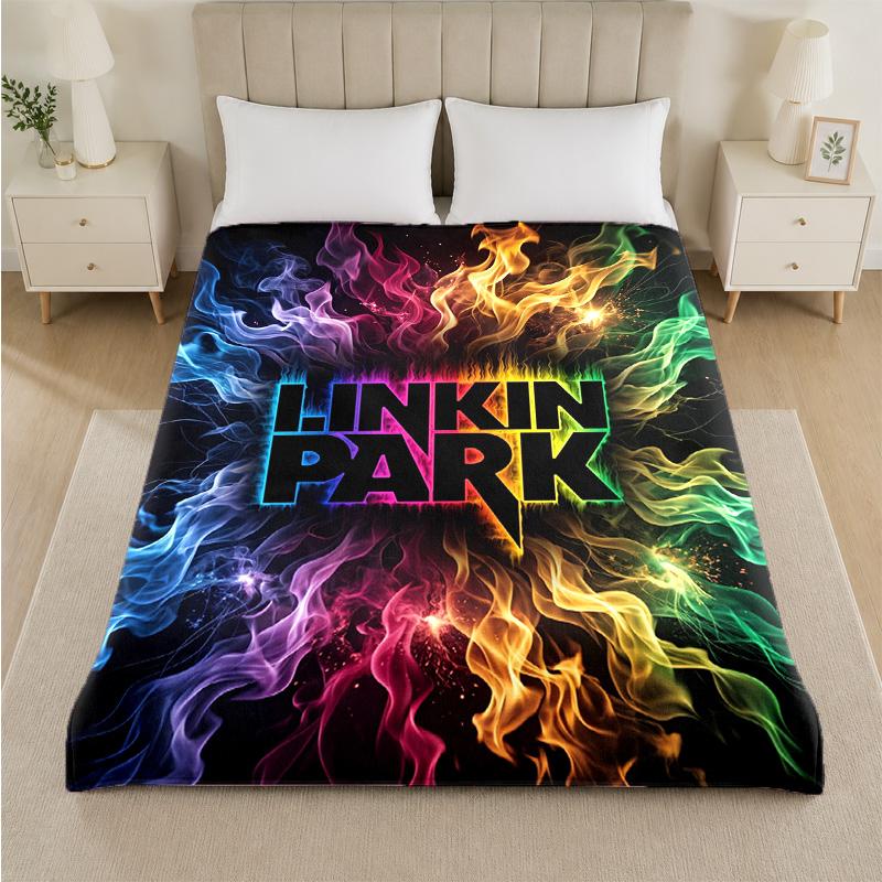 Linkin Park Print Flannel Blanket Cozy Lightweight Plush Throw Blanket For Bed Sofa Household Use