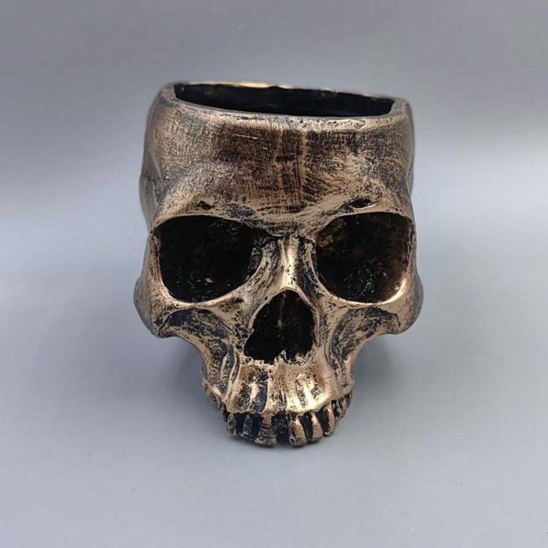 1 шт. Абстрактный цветочный горшок в виде черепа, Ваза для цветов Креативная скульптура ужасов, Индивидуальная ваза, Художественная ваза из смолы в виде черепа, Настольное украшение для дома