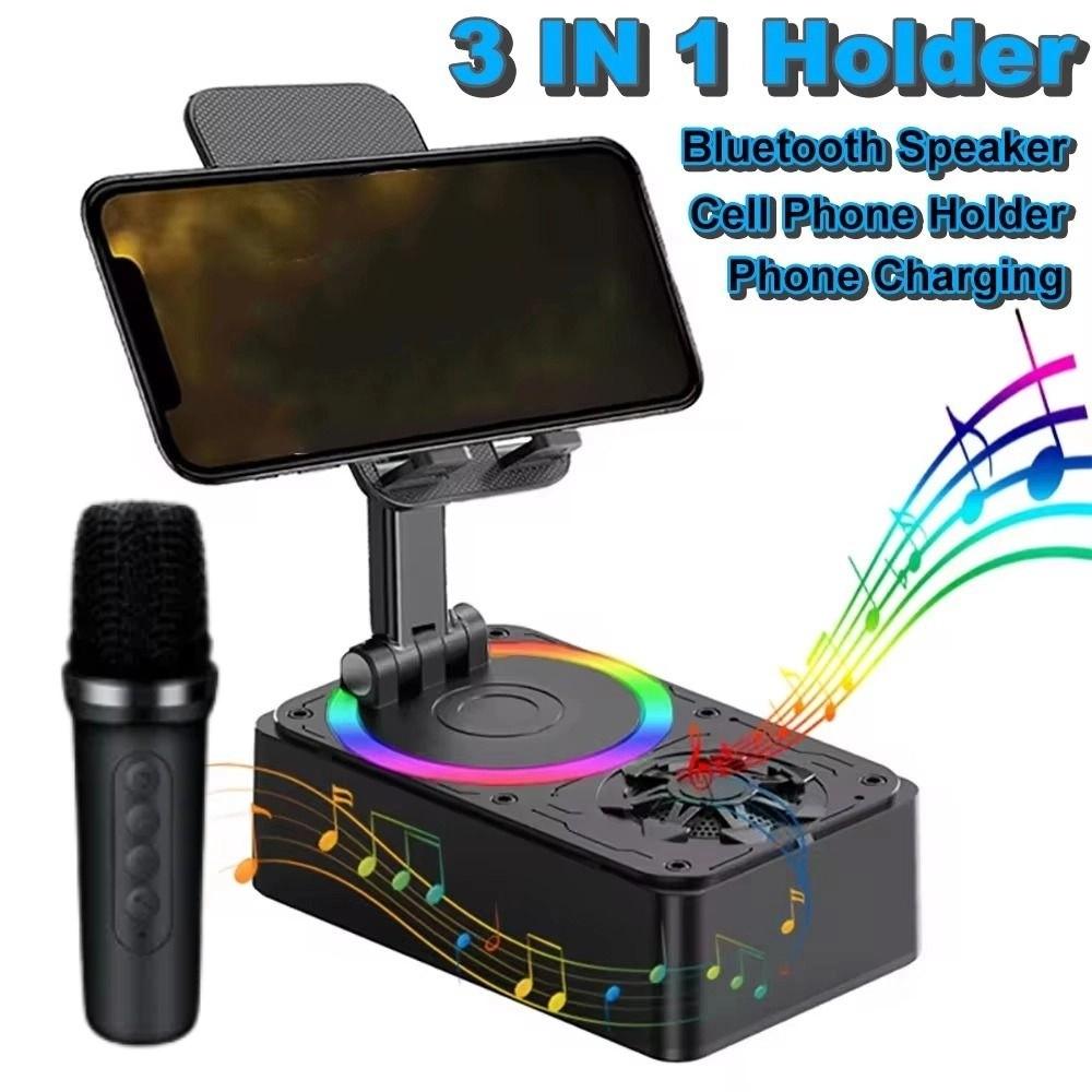 4-in-1 Phone Holder Stand Anti-Slip Pads Phone Holder with Microphone Video Meeting