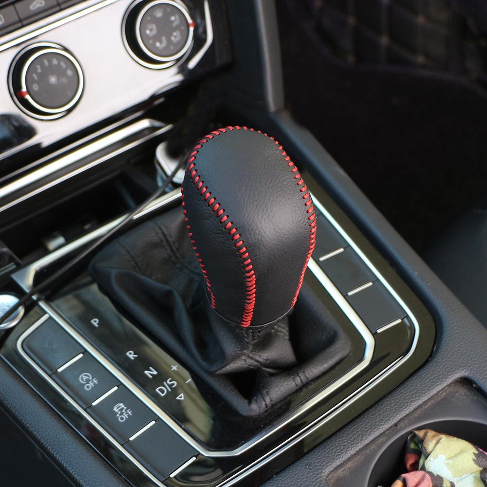 For Volkswagen VW Polo Tiguan Golf 5 6 7 Mk7 Passat B5 B6 B7 CC Jetta AT Automatic Gear Shift Knob Cover Leather Gear Collars