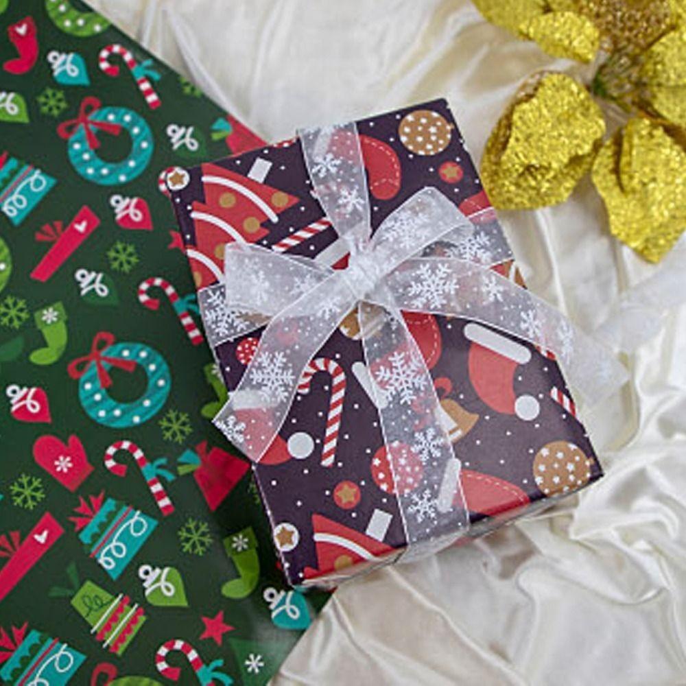 10M Christmas Gift Snowflake Ribbon DIY Wreath Bows Fabric Swirl Ribbon Sewing Clothing Gift Bow Natural Organza Satin Ribbon