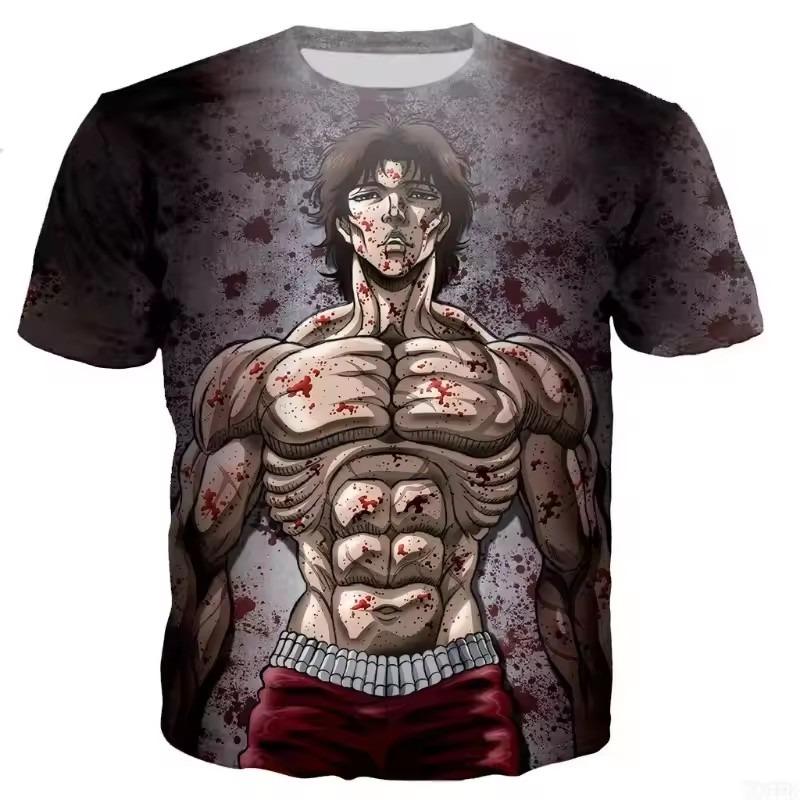 Anime 3D Muscle Printing Street Wear Men's Fashion Trend Street Round Neck T-shirt