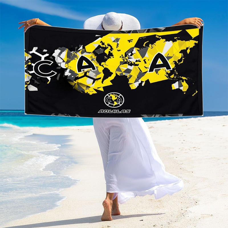 Пляжное полотенце с принтом логотипа Club América, Большое мягкое быстросохнущее полотенце для пляжа, кемпинга, плавания
