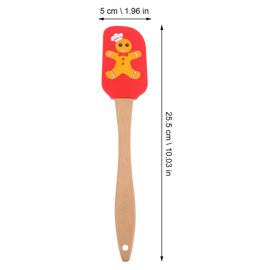1pcs Christmas Spatula Silicone Wood Handle Gingerbread Pattern Baking Tool Kitchen Gadget For Cake Cream Butter Spreader