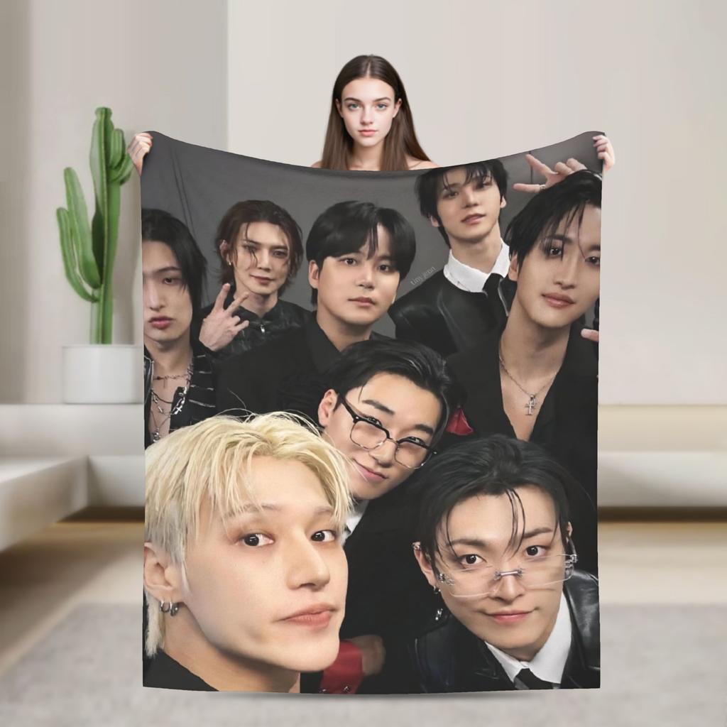 Пледы San Ateezs Kpop Флисовый Текстиль Декор Портативный Ультра-Мягкий Плед Для Дома Дивана Постельного Белья