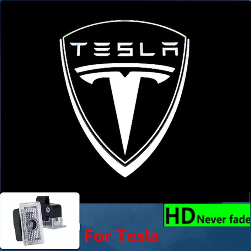 bjzqr4 2PCS Car Door HD LED Lamp Projector Courtesy Welcome Light For Tesla Model 3 S X highland Model Y 2025