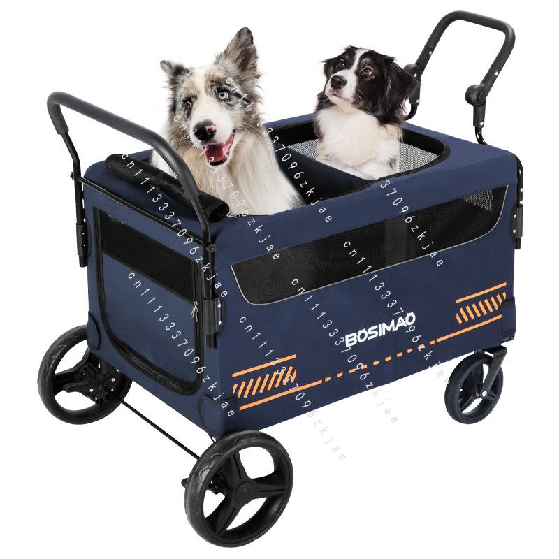 Double Door Isolation Upgraded Pet Stroller Large Dog for Outdoor Travel Portable Foldable Elderly Disabled Dog Outdoor Stroller