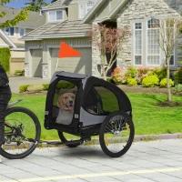 PawHut Dog Bike Trailer with Reflective Mesh Windows and Safety Flag 140 x 71 x 83 cm Black