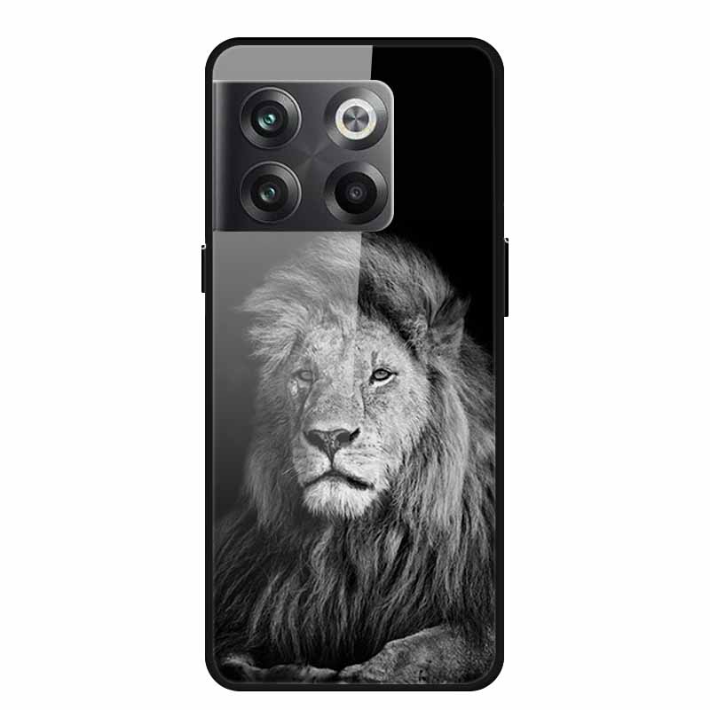 For Oneplus 10 pro Case Luxury Hard Tempered Glass Cover for OnePlus 10 Pro TPU Bumper Phone Case Cool Animals Pattern Cover