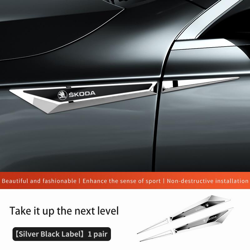 ujhrg4 Car Side Badge Decal Fender Sticker for Skoda Octavia A5 A7 Kodiaq Fabia Rapid 3 Karoq Superb VRS Bumper Decoration Accessories