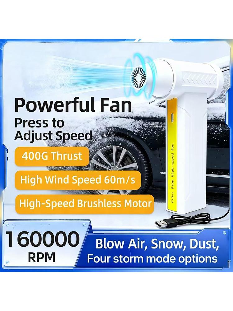 2026 New High-Speed and High-power 160000 RPM Electric Turbo Jet Fan Powerful Dust Blower Rechargeable Brushless Motor Violent Fan 60m/s