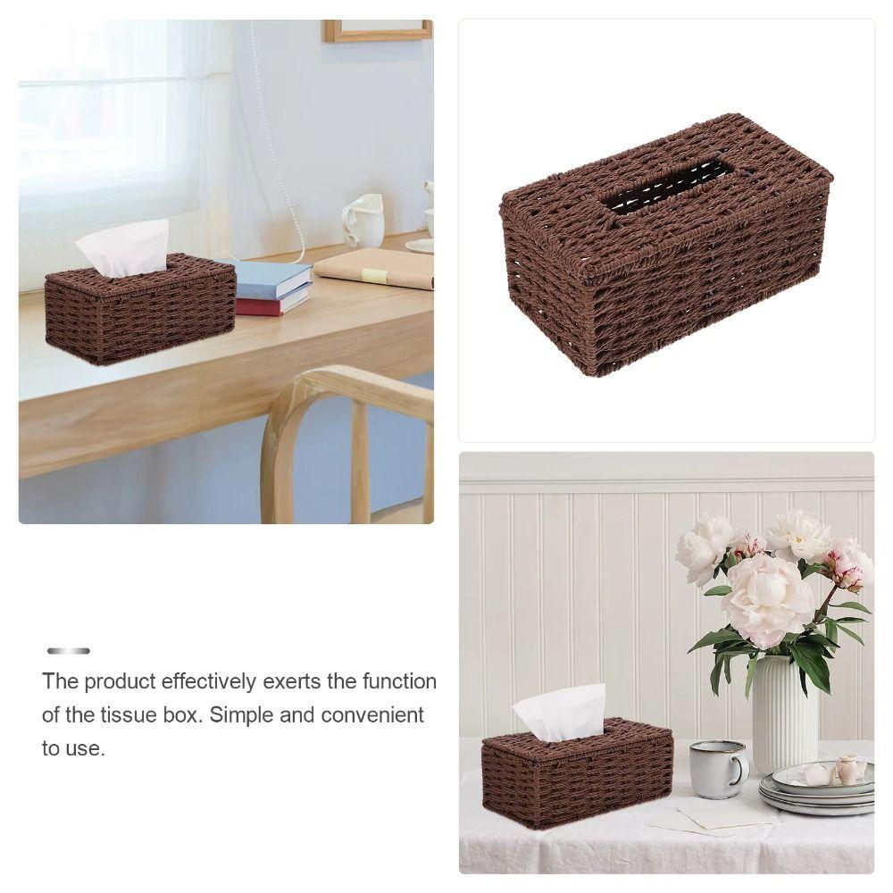 Rectangular Rattan Woven Tissue Box Japanese Style Napkin Holder Creative Storage Box Desktop