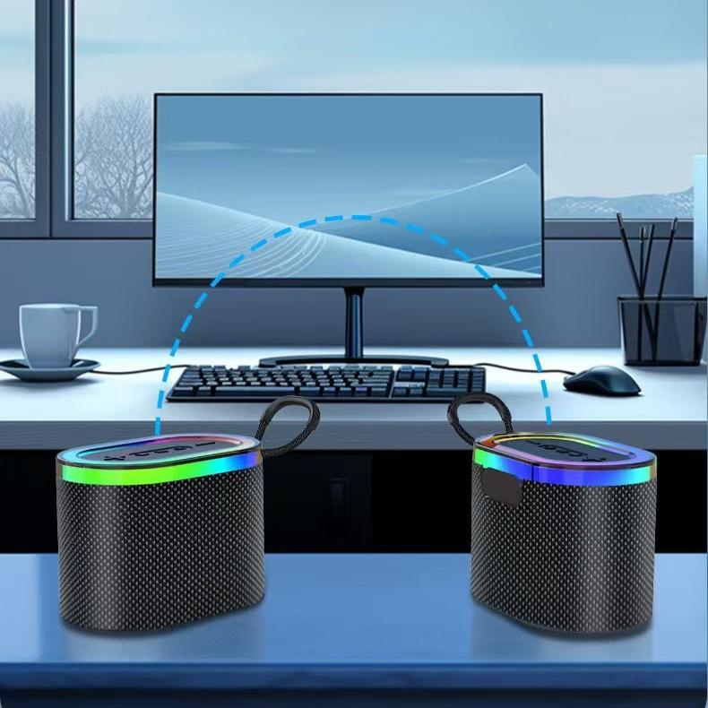 Wireless Portable Bluetooth Speakers with for USB AUX TF card Player 5W Output RGB Colorful Light Fabrics Sound Box