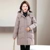 Middle-aged and elderly cotton clothes, women's medium and long mother clothes, removable cap, thickened warm and thin jacket, new in winter