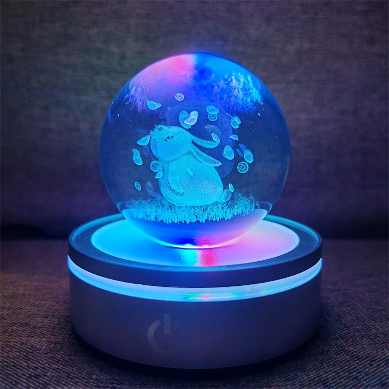 Хрустальный шар, ночные огни, светящаяся планета, галактика, астронавт, 3D RGB, лунная настольная лампа, атмосферная лампа, настольные украшения, подарки для детей