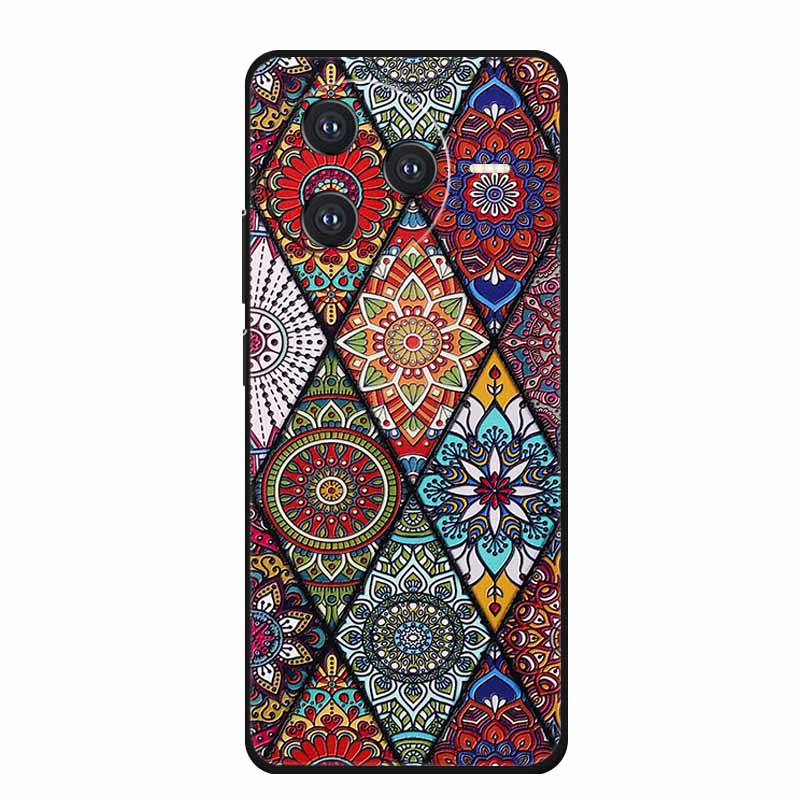 Для Xiaomi POCO F7 Pro Ultra Чехол F7Pro 3D Тиснение Цветок Черный Силикон Мягкая Задняя Крышка Чехол Для Redmi K80 Pro Чехол K80Pro Coque